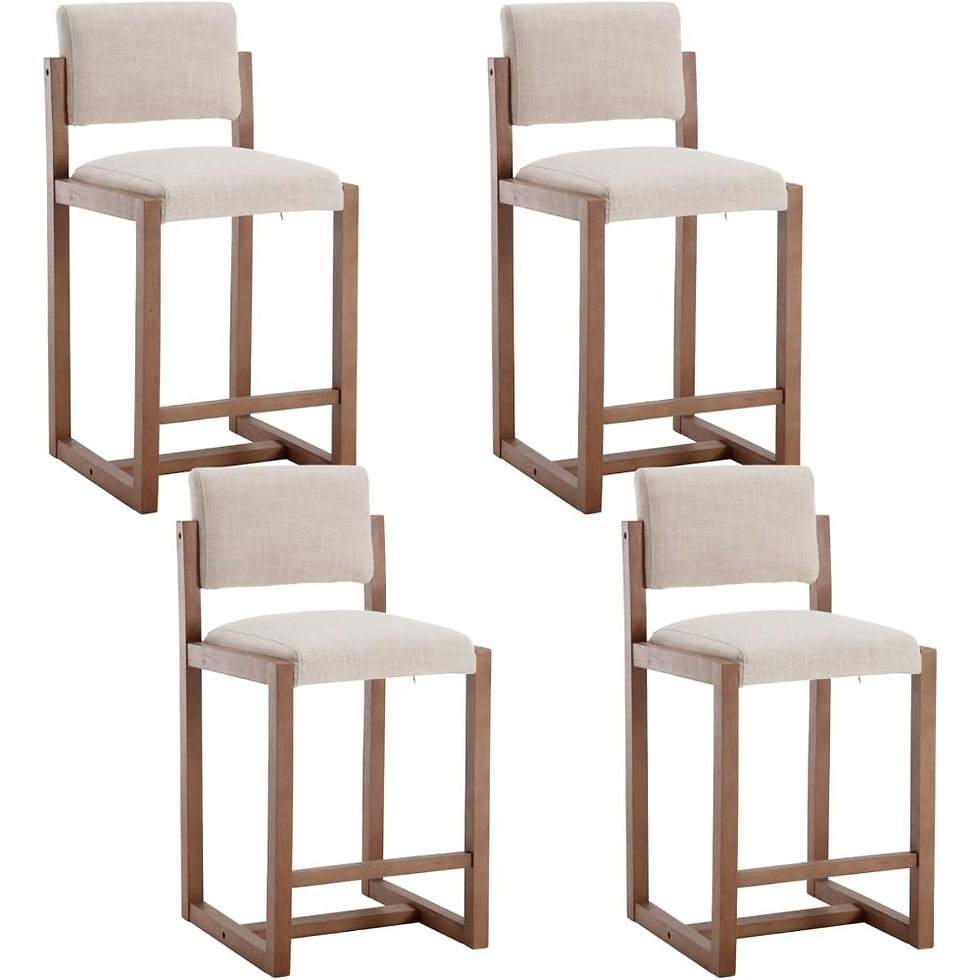 Thumbnail: Set of 4 Modern Counter Height Bar Stools Linen Upholstered Kitchen Chairs