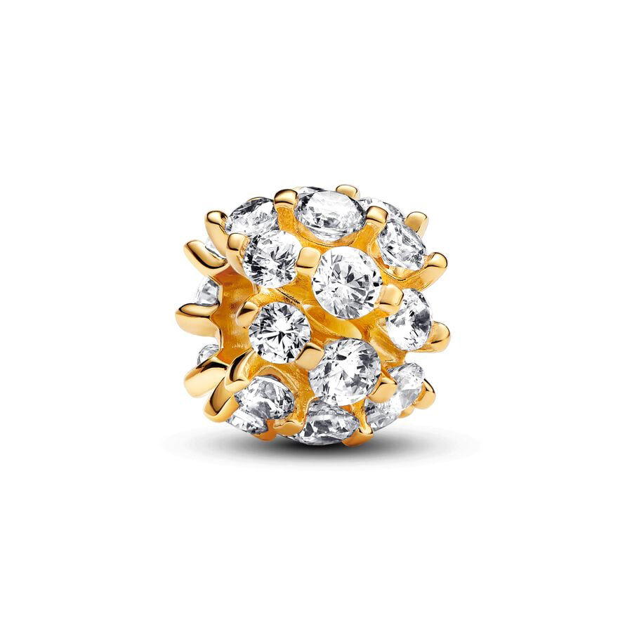 Thumbnail: Golden Clip Safety Chain Spacer Sparkling Heart Fit 925 Sterling Silver