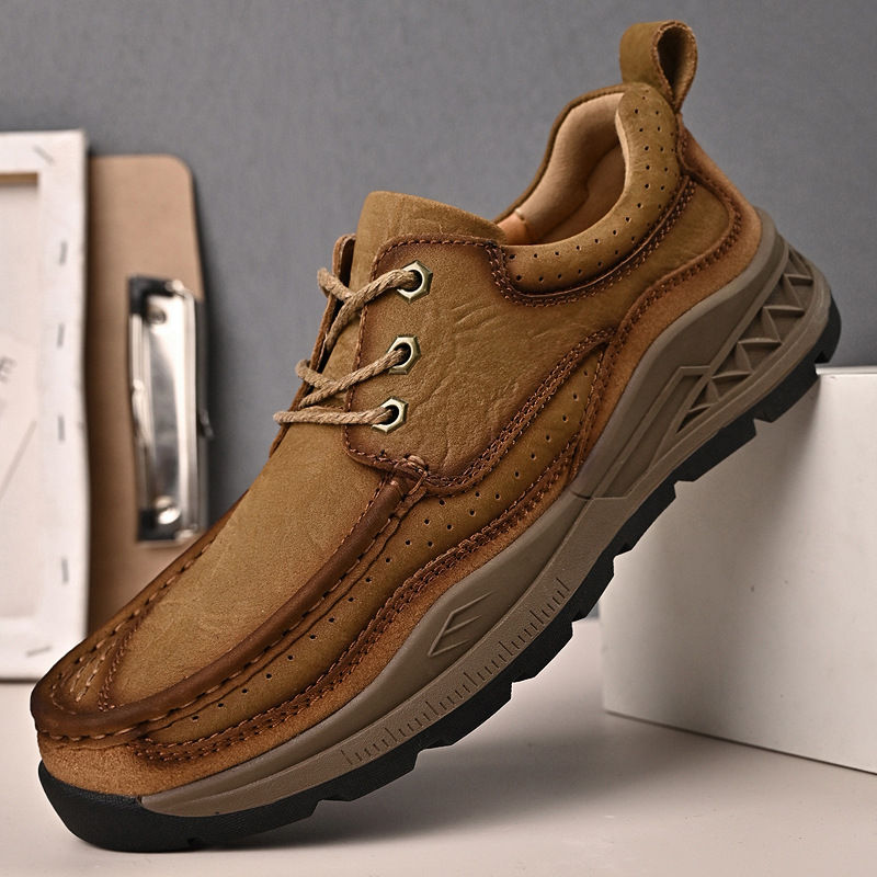 Thumbnail: Men’s Low-Top Cowhide Work Shoes – Breathable Slip-On Labor Shoes