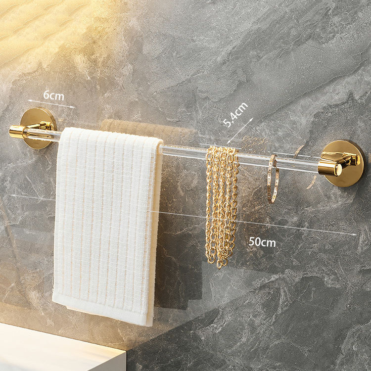 Thumbnail: YCRAYS Gold/Silver Towel Bar & Tissue Holder – Smooth Finish, Wall-Mounted