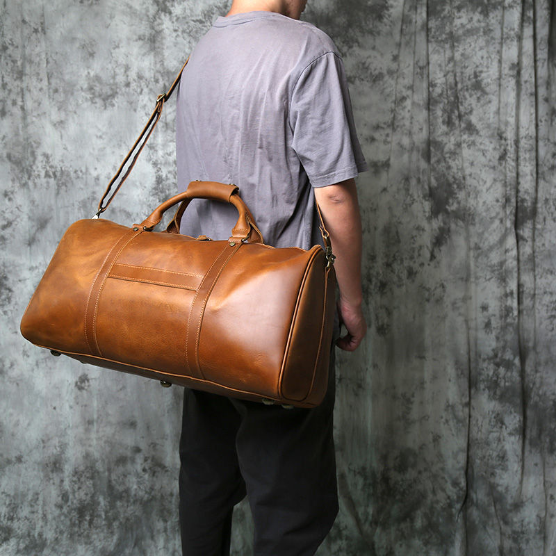 Thumbnail: Retro Genuine Leather Travel Duffle Bag for Men