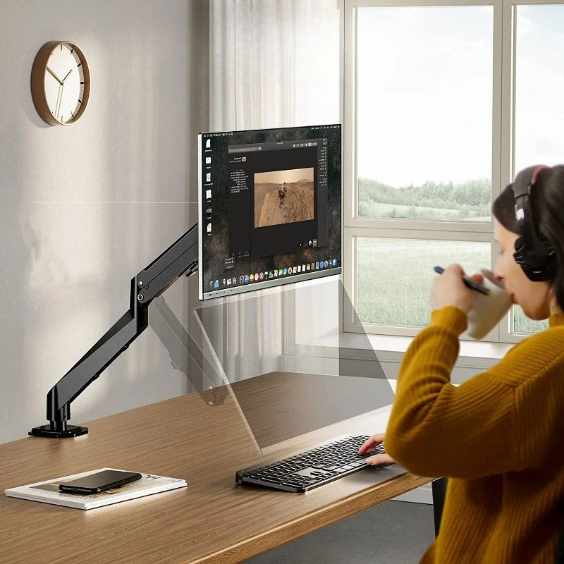 Thumbnail: BEISHI Single Monitor Arm – Adjustable Desk Mount for 13"–32" Screens