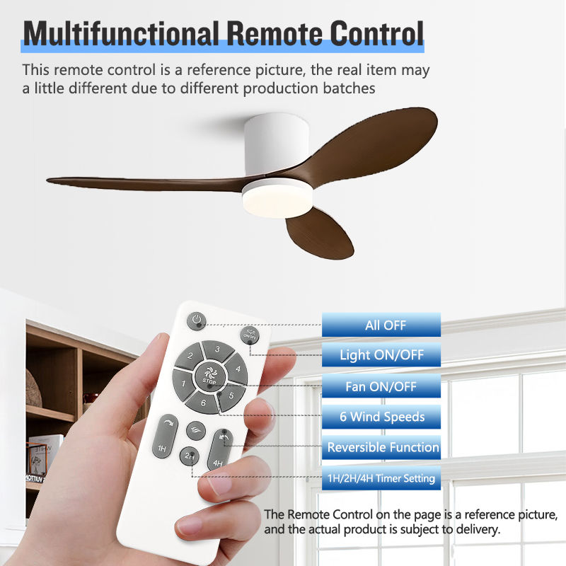 Thumbnail: Flat-Mount Thin 22CM High Ceiling Fan with LED Light DC Motor Energy-Saving