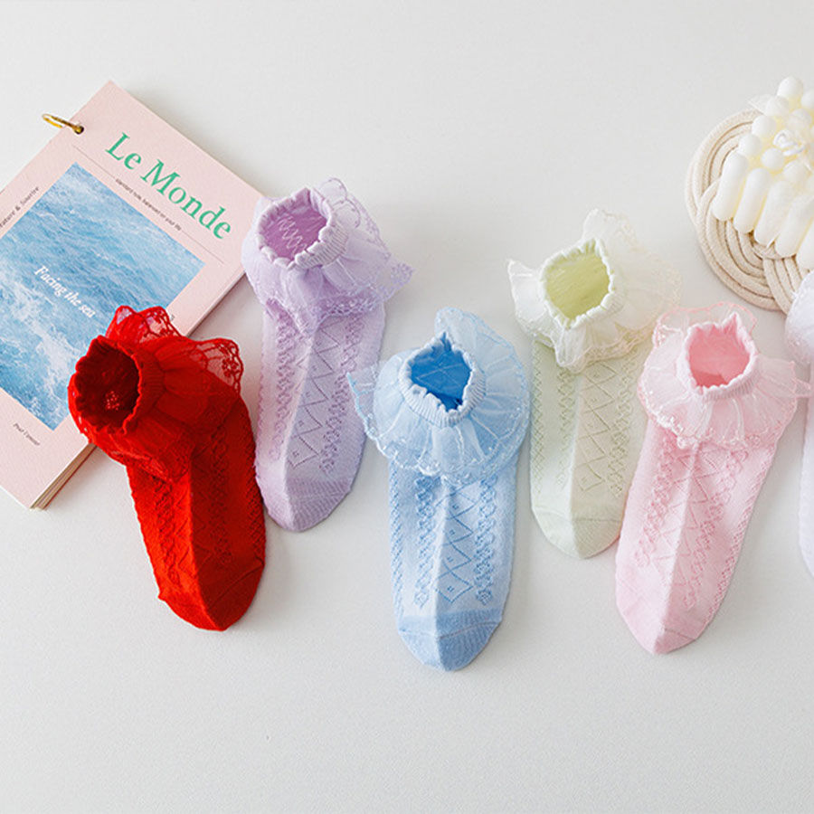 5 Pairs Girls Mesh Cotton Socks–Thin Breathable Summer Socks for Kids(0–12 Year)