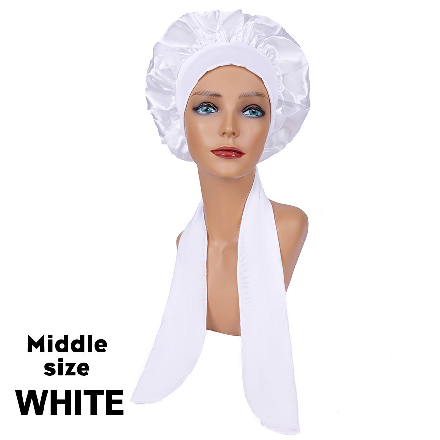 Thumbnail: Custom Satin Bonnet with Long Tail & Stretch Ties for Women