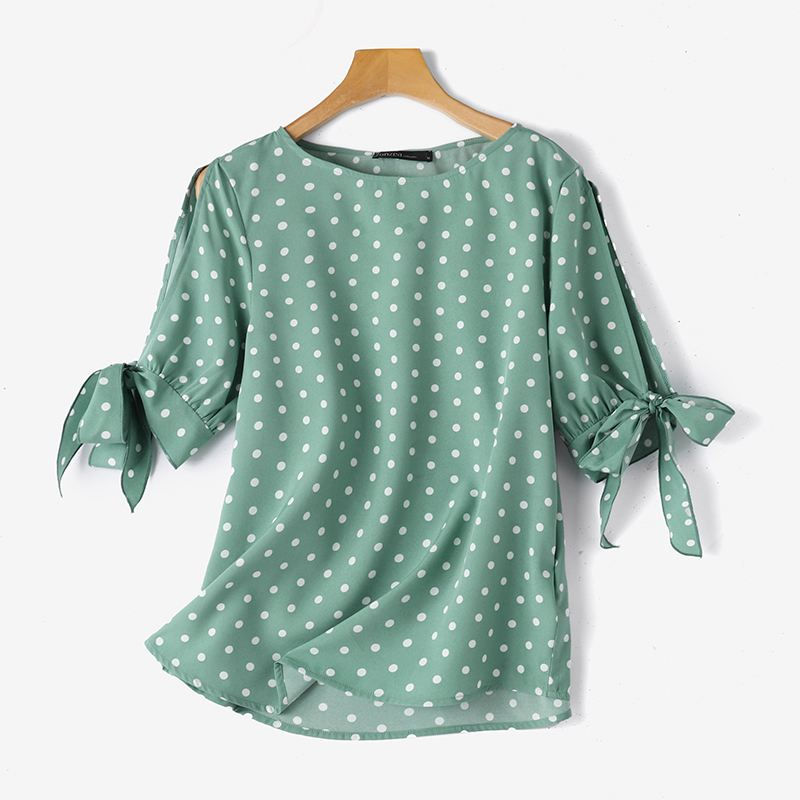 Casual Polka Dot Blouse – Half Sleeve Summer Holiday Top