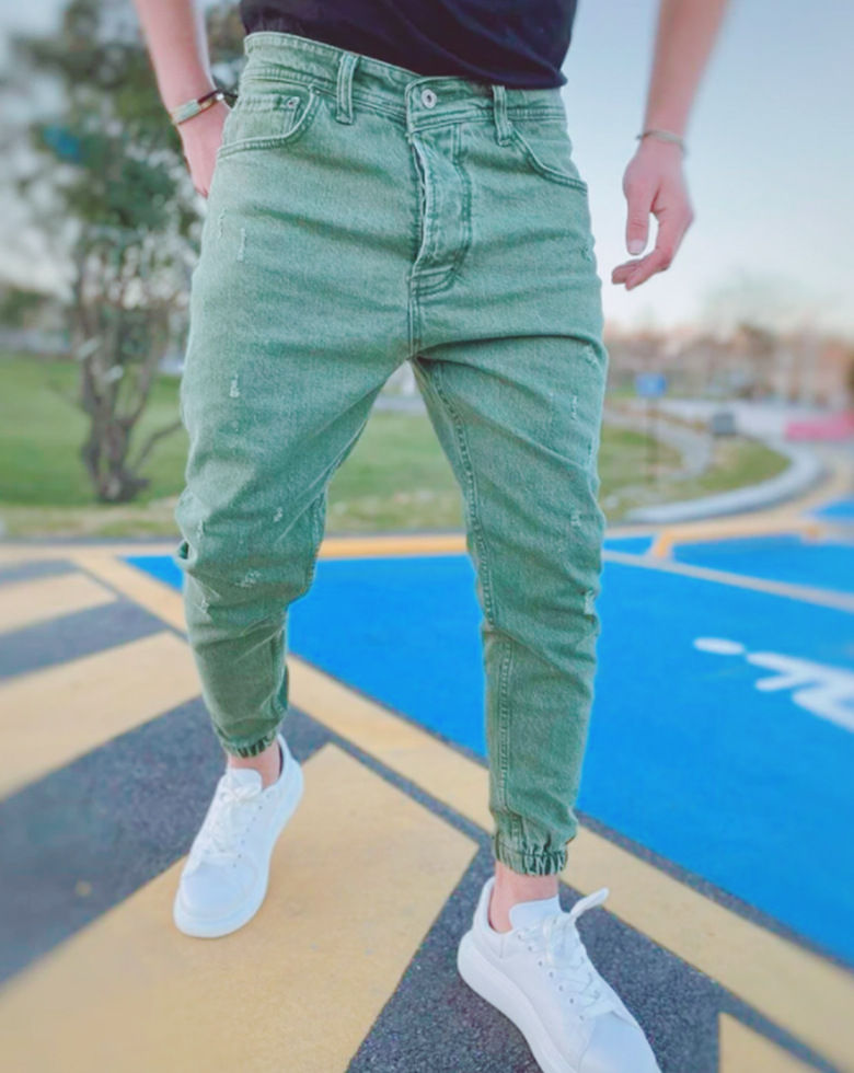 Thumbnail: Streetwear Big Pocket Cargo Denim Jeans Hip Hop Harem Jogger Pants Men