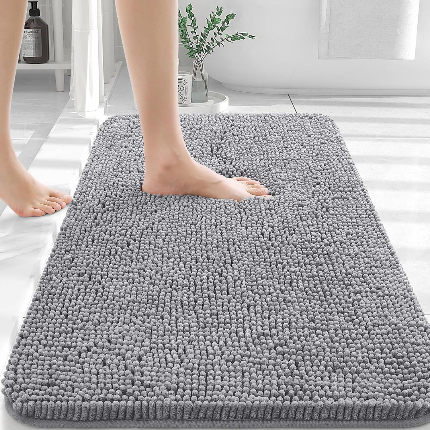 Luxury Chenille Bath Mat – Extra Soft, Absorbent, Non-Slip Rug for Bathroom