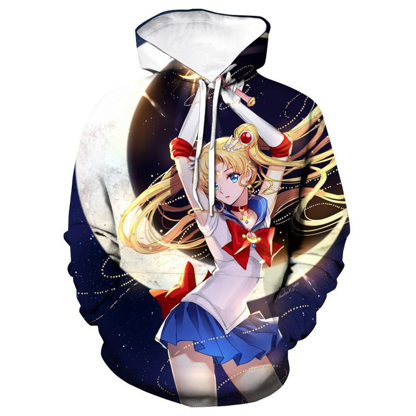 Thumbnail: Sailor Moon Letter Print Hoodie and Jacket for Men and Women