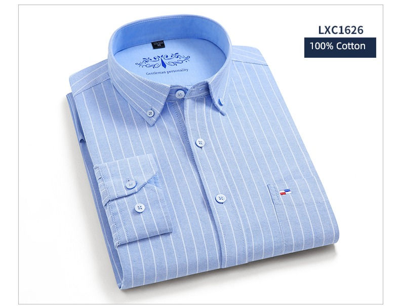 Thumbnail: Men’s Oxford Shirt – Cotton, Long Sleeve, Buckle Collar, Business