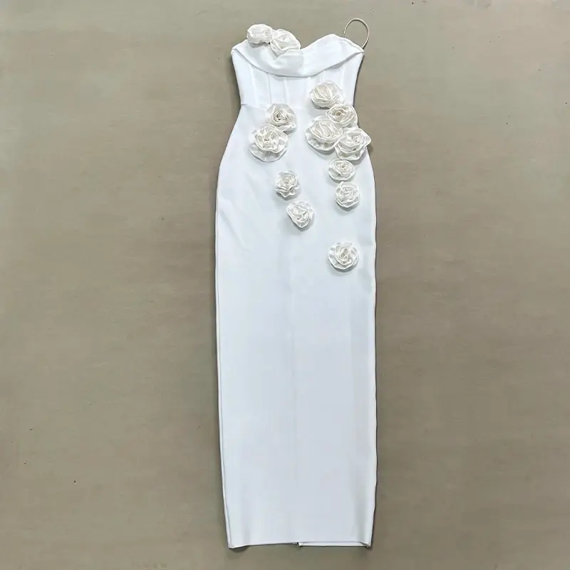 Thumbnail: Strapless Floral Bodycon Maxi Dress Off‑Shoulder Elegant