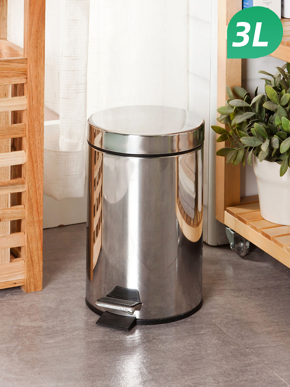 Thumbnail: Round Stainless Steel Foot Pedal Trash Can 3L 8L Bathroom Bin