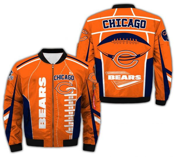 Thumbnail: American Football Bear Print Bomber Jacket Casual Fall Style