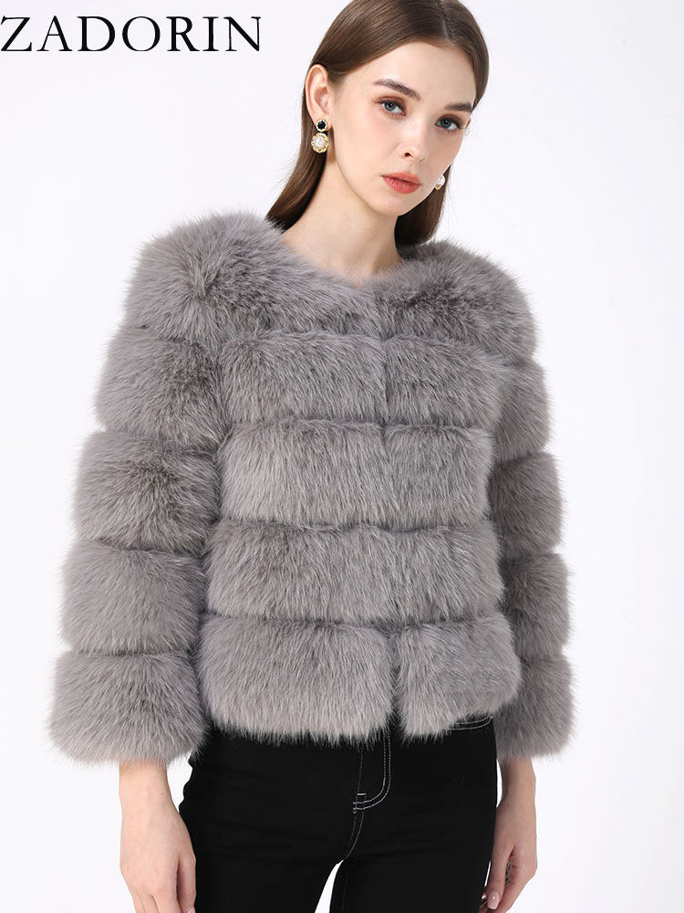 Thumbnail: Women’s Faux Mink Fur Coat – Elegant Slim Warm Winter Jacket