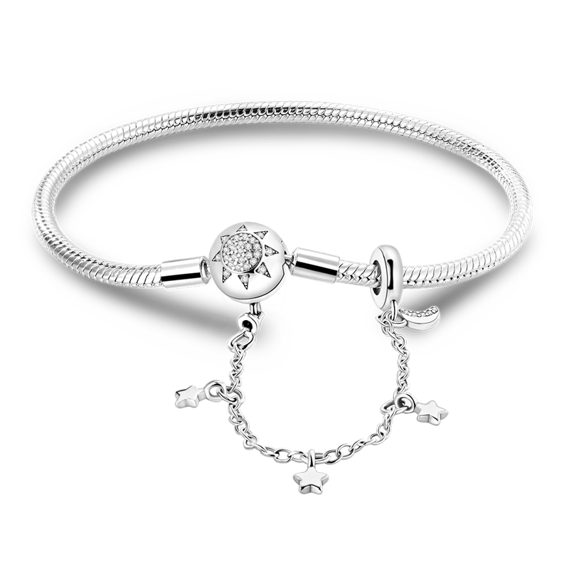 Thumbnail: Elegant Silver Bracelet with Heart Shell Butterfly Footprint Adjustable
