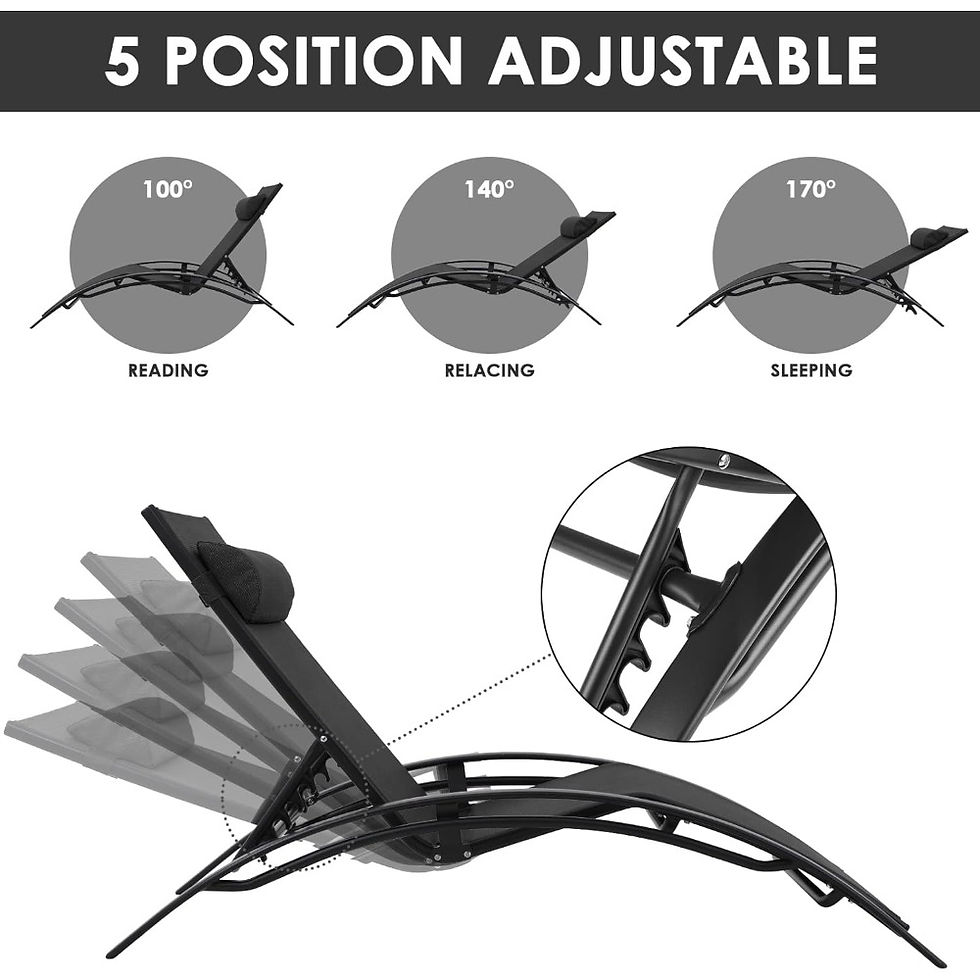 Thumbnail: 3 pcs Poolchairs Patio Chaise Lounge Set with Headrest
