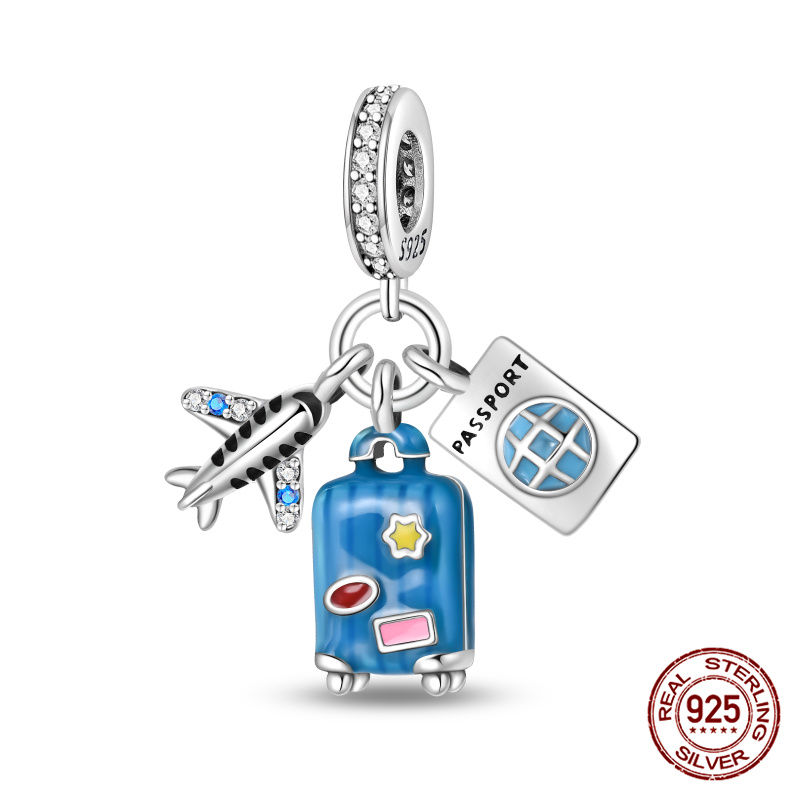 Thumbnail: Original Luggage Airplane Passport Summer Travel Charms