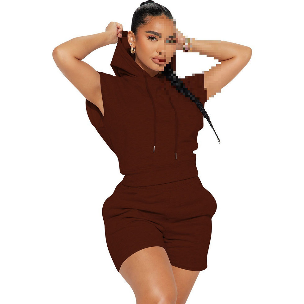 Thumbnail: Sleeveless Hoodie Two-Piece Set with Lace-Up Detail