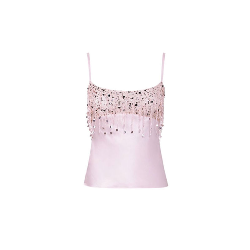 Thumbnail: Sequins Tassel Crop Top and Mini Skirt Two-Piece Set for Party Wear