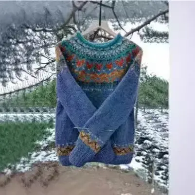 Thumbnail: Women's Oversized Thick Knit Sweater – Long Sleeve, Casual Spring Pullover