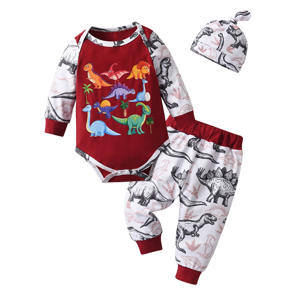 Thumbnail: Baby Boy Elephant Print Outfit – Long Sleeve Cotton Romper Set