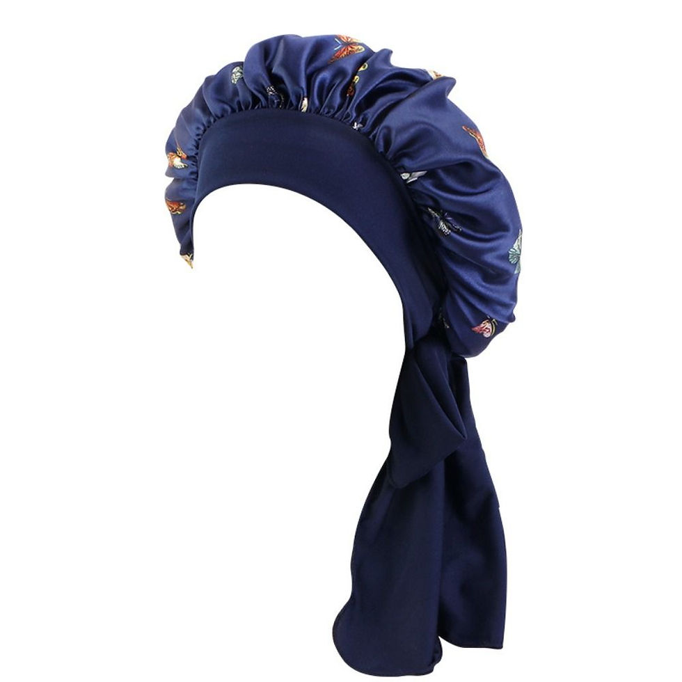 Thumbnail: Women’s Print Satin Sleep Cap – Adjustable Elastic Silky Night Bonnet