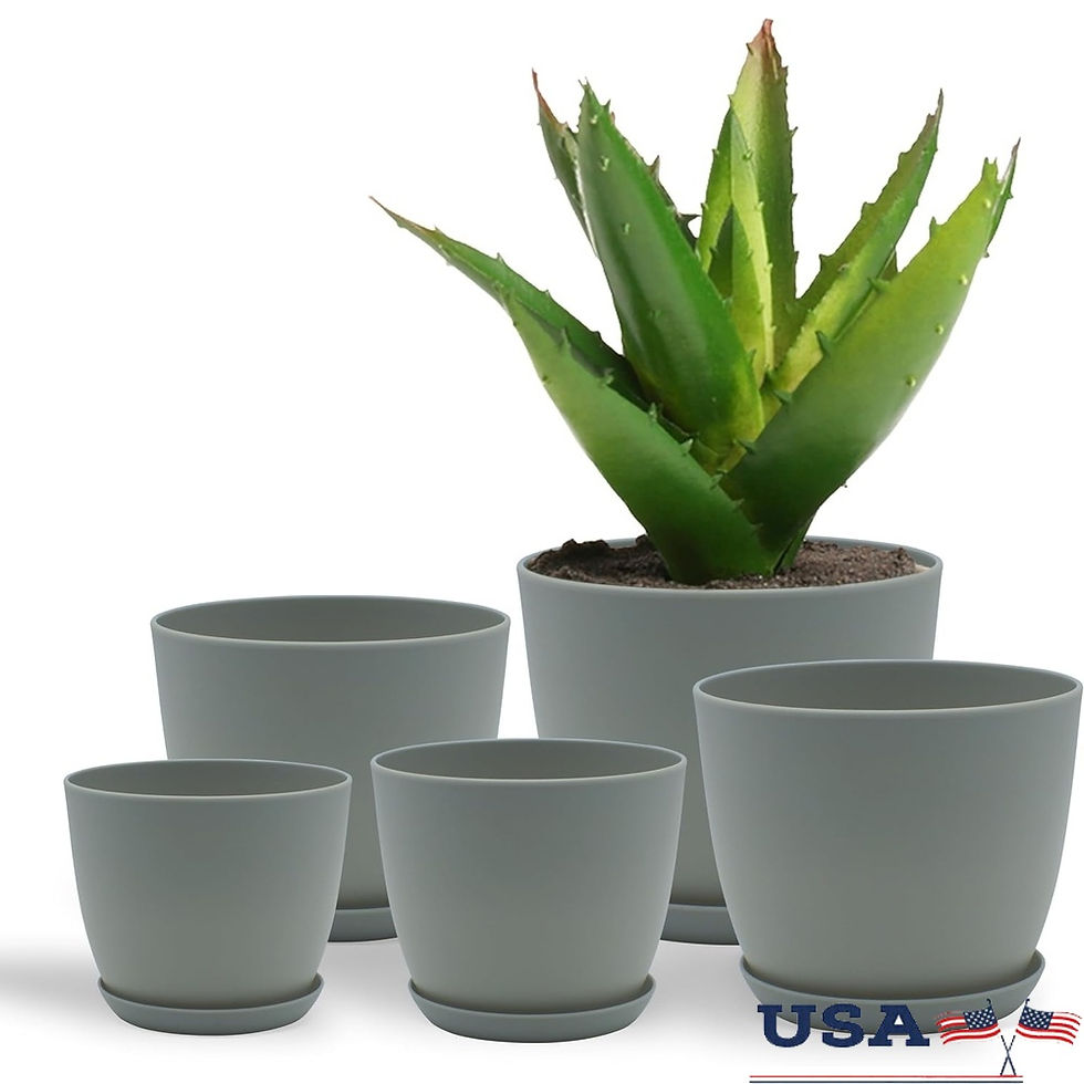 Stackable Plastic Plant Pots with Drainage – Set of 5