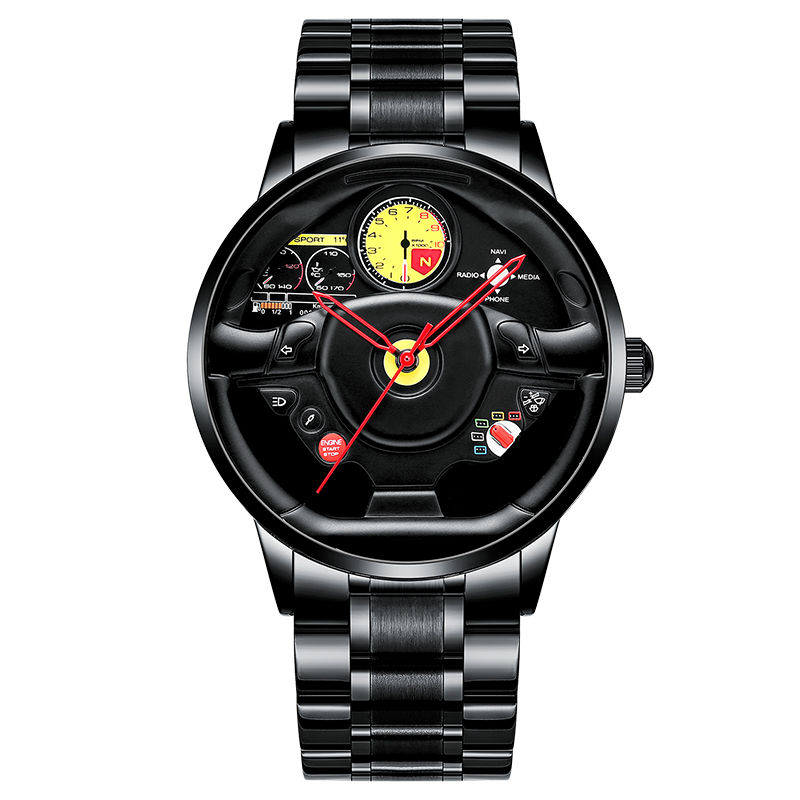 Thumbnail: -37 Car Wheel  Watch – Men's Black Luxury Automotive-Inspired Timepiece
