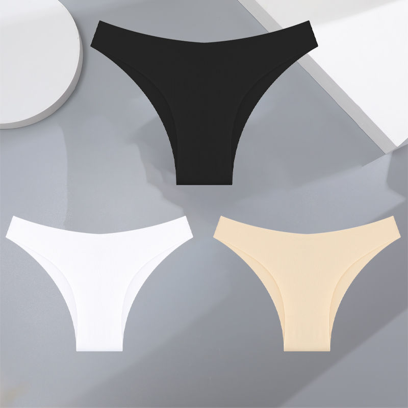 Thumbnail: 3-Pack Ultra-Thin Seamless Briefs – Low-Waist Stretch Silk Panties for Women