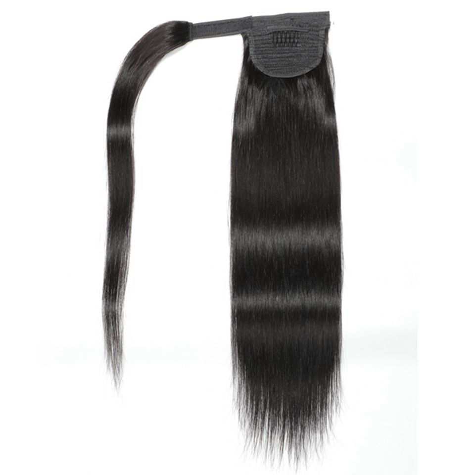 Thumbnail: AliPretty Wrap-Around Ponytail Extension – Straight Remy Human Hair, Clip-In