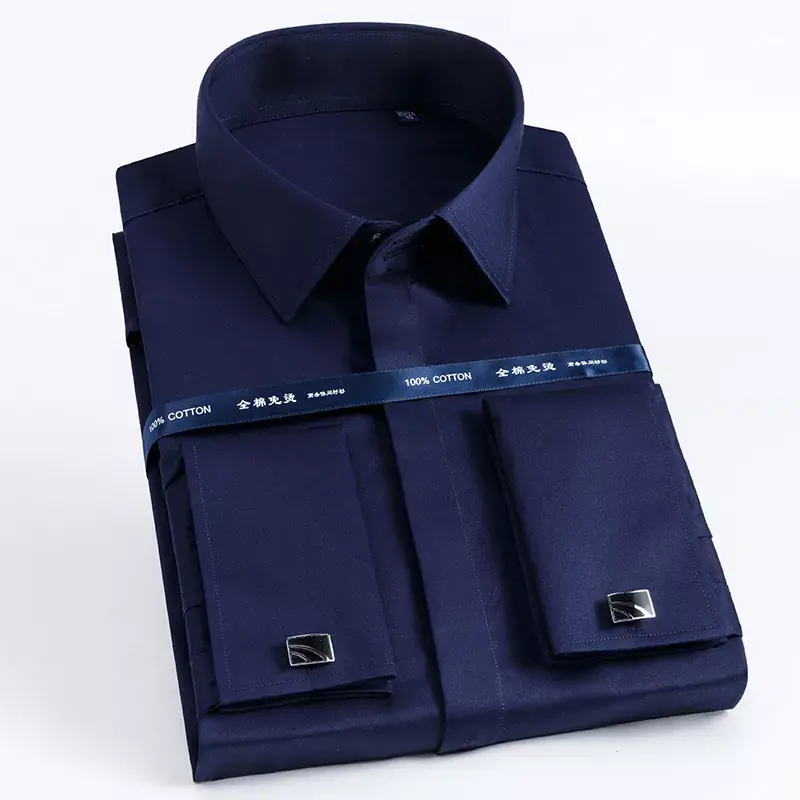 Thumbnail: Men’s Mercerized Cotton French Cuff Tuxedo Shirt