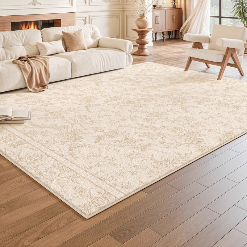 Cream Style Bedroom Carpet Fluffy Soft Large Area Rug