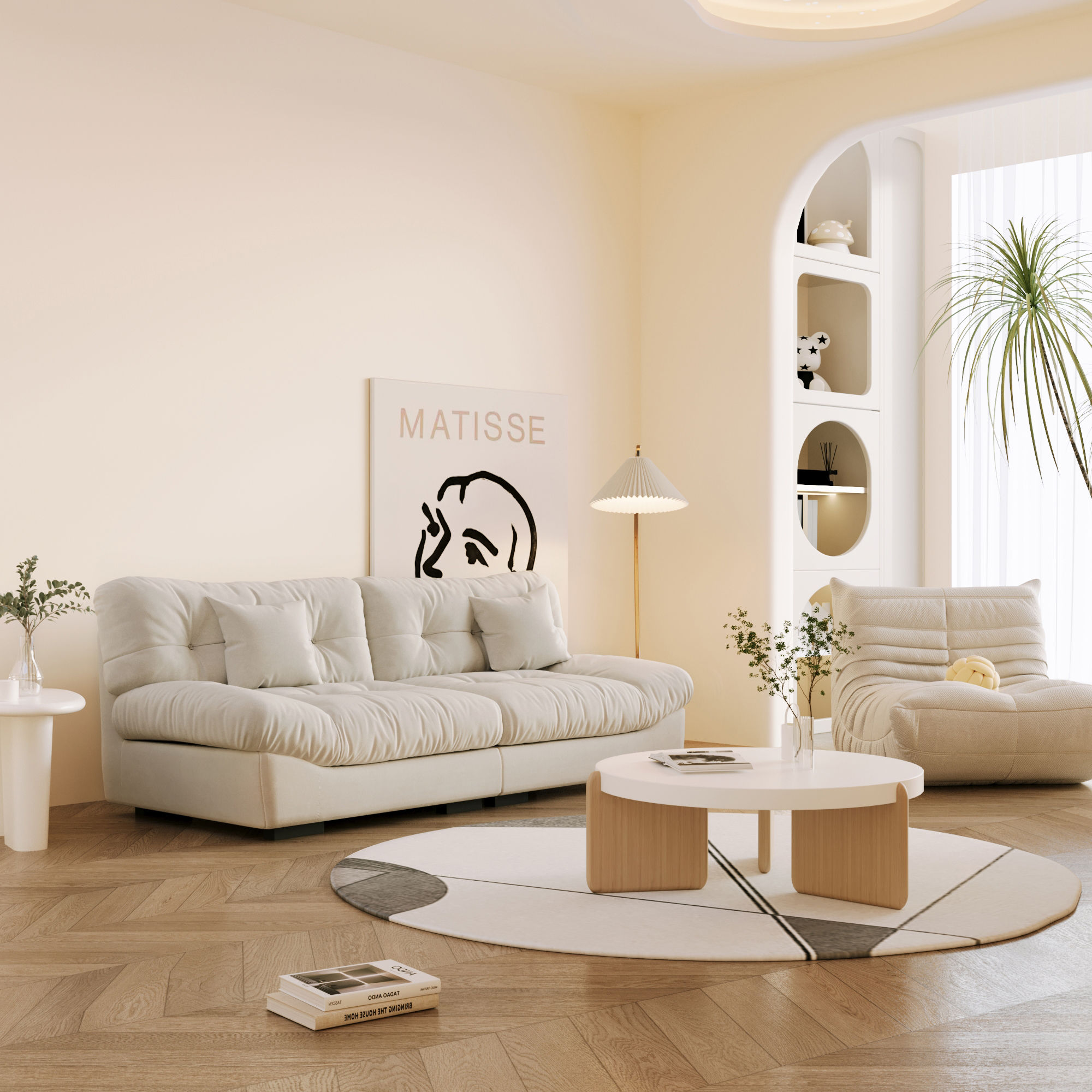 Fluffy Cloud Sectional Sofa – Minimalist Modern Living Room Couch