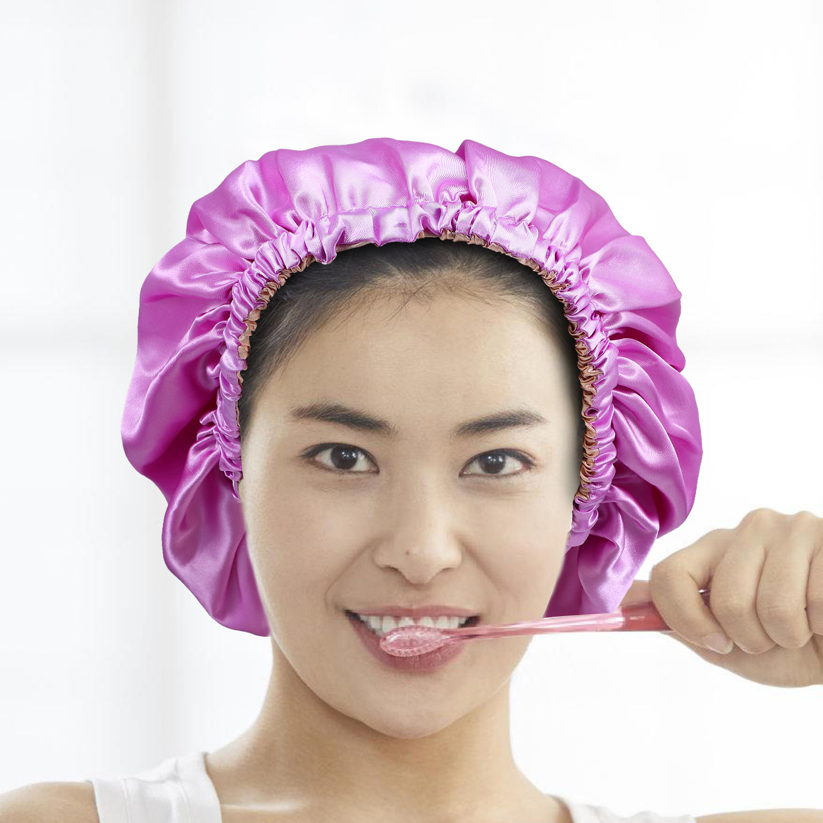 Purple Satin Sleep Bonnet – Comfortable Hair Cap for Women
