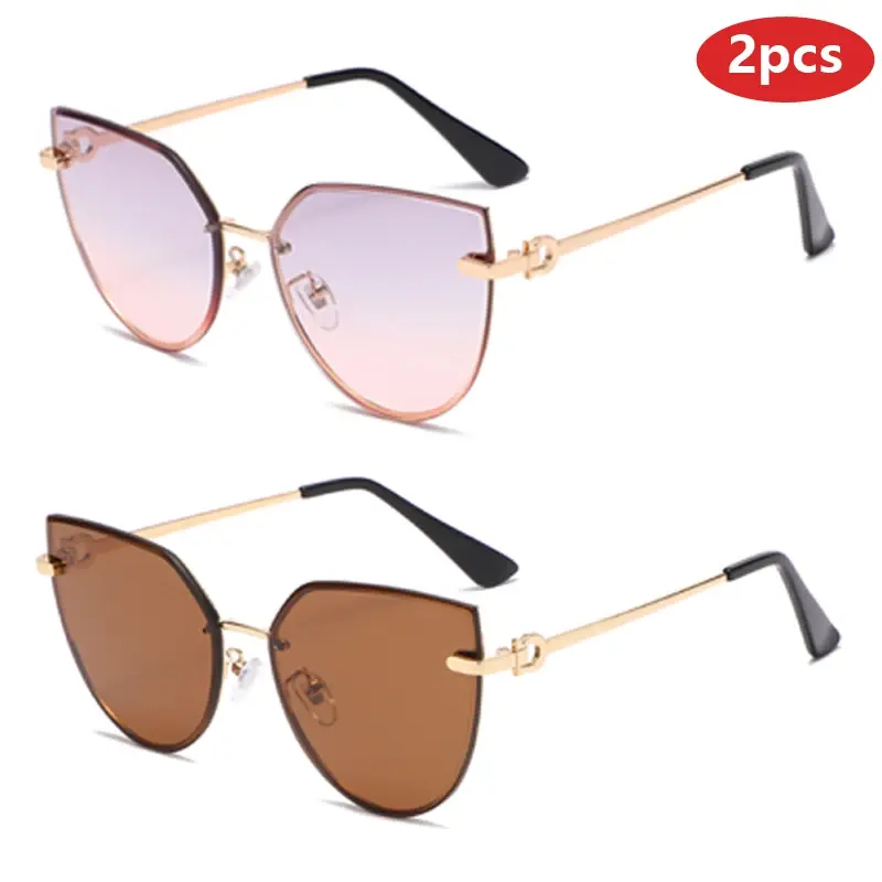 Thumbnail: Designer Vintage Rimless Gradient Sun Glasses