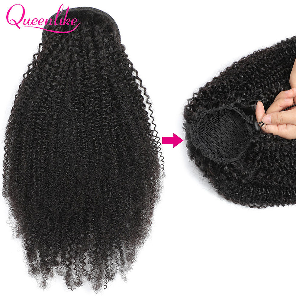 Thumbnail: Queenlike Kinky Curly Drawstring Ponytail – 10”-30” Brazilian Human Hair
