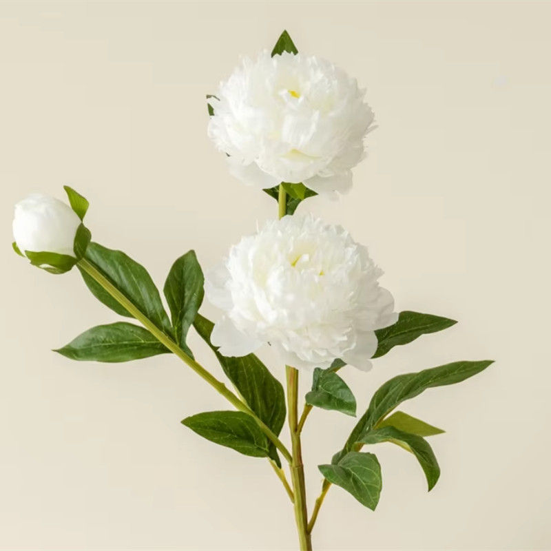 Thumbnail: Artificial Peony Flower Branch – 3 Silk Bloom Stems for Wedding and Home Décor