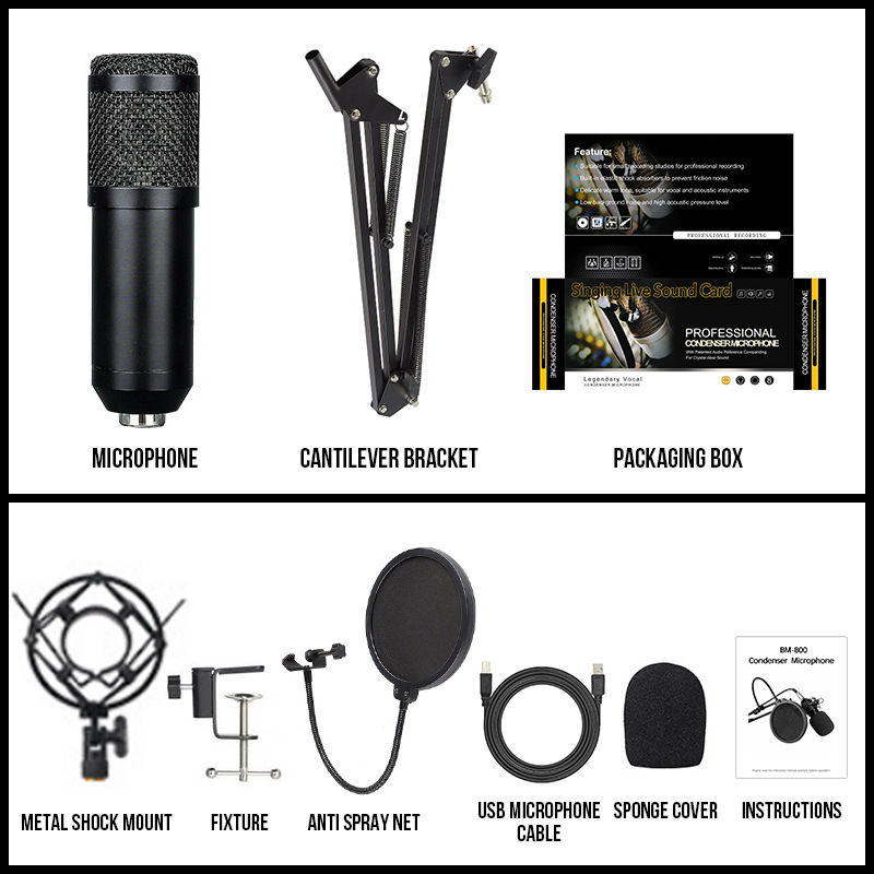 Thumbnail: BM-800 USB Recording Microphone Kit with Adjustable Arm for Live Streaming