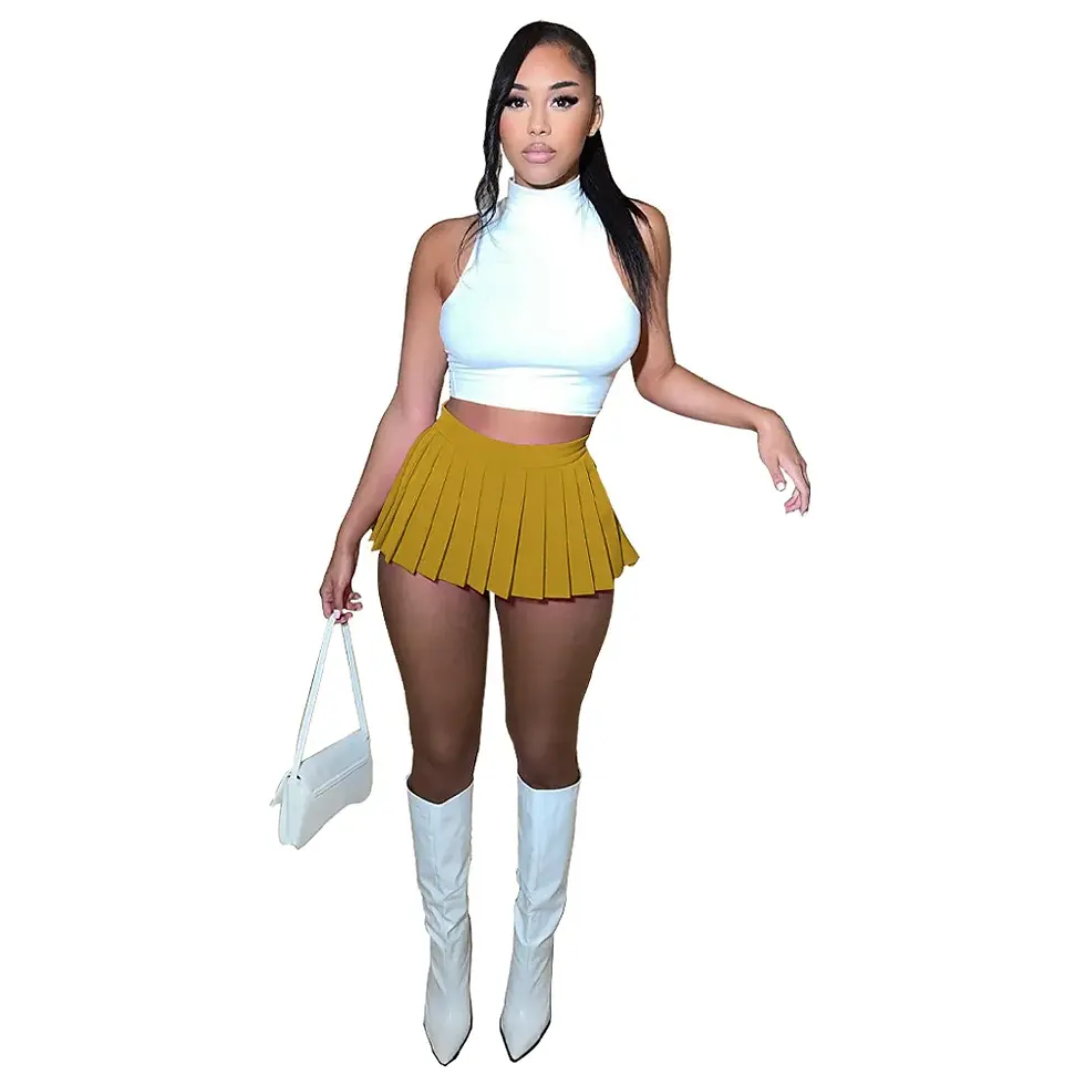 Thumbnail: Pleated Mini Skirt for Women with S to XL Sizes in Trendy Cute Fashion Look