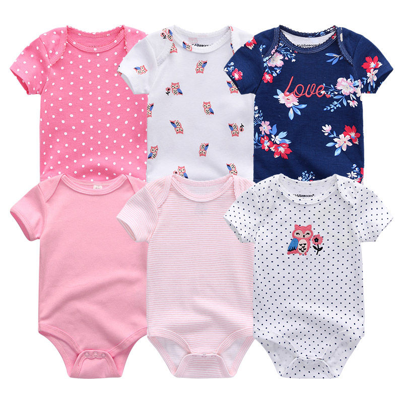 Thumbnail: 6pcs Baby Bodysuit Set – Short Sleeve Cotton for Summer Wear