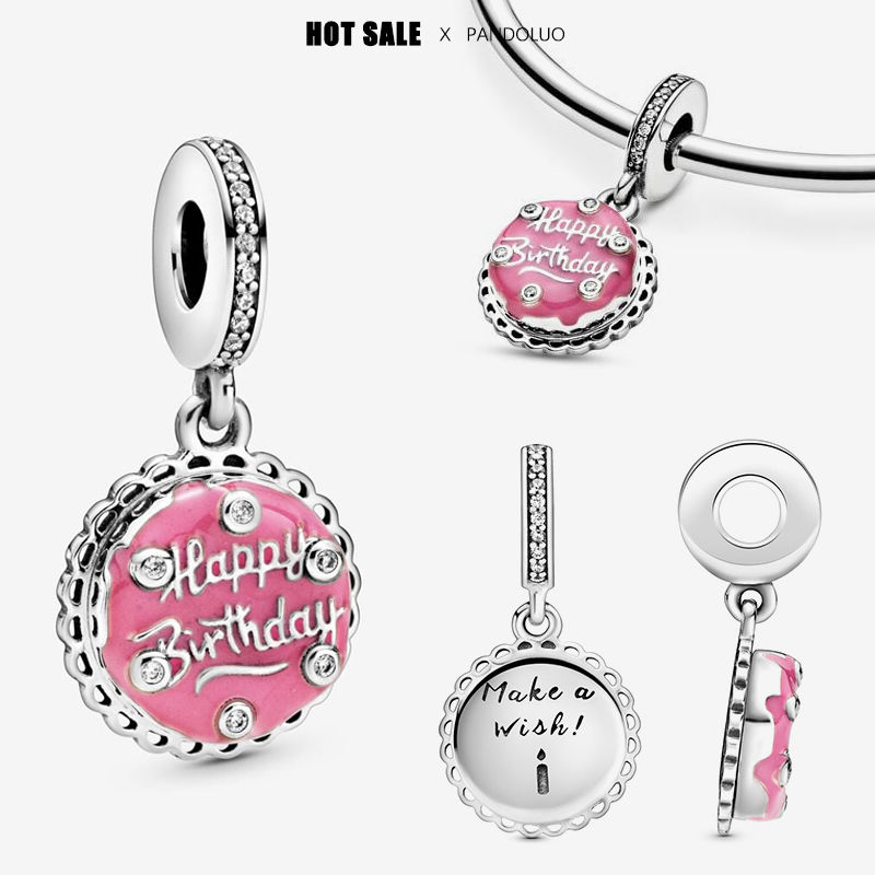 Thumbnail: Sterling Silver Love Pendant Charm Bead Red Pink Blue for DIY Bracelet Jewelry