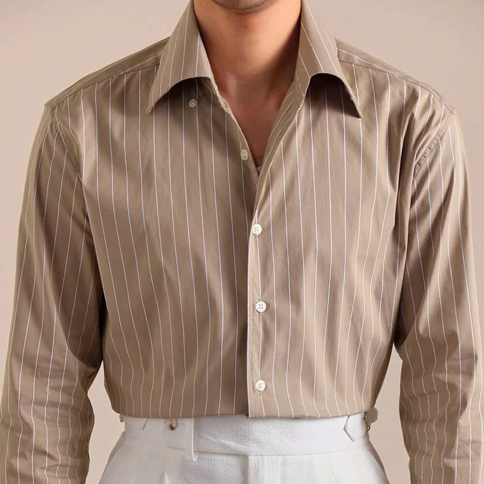 Thumbnail: Men’s Striped Italian Style Shirt – Long Sleeve Cotton Blend Casual