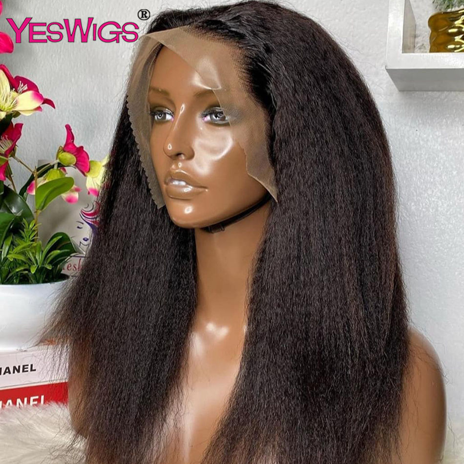 Thumbnail: Yaki Straight 13x4 HD Lace Front Wig Kinky Straight Peruvian Human Hair