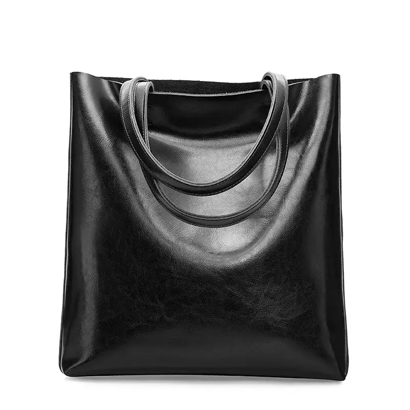 Thumbnail: Vintage Large Cowhide Leather Tote Handbag for Women