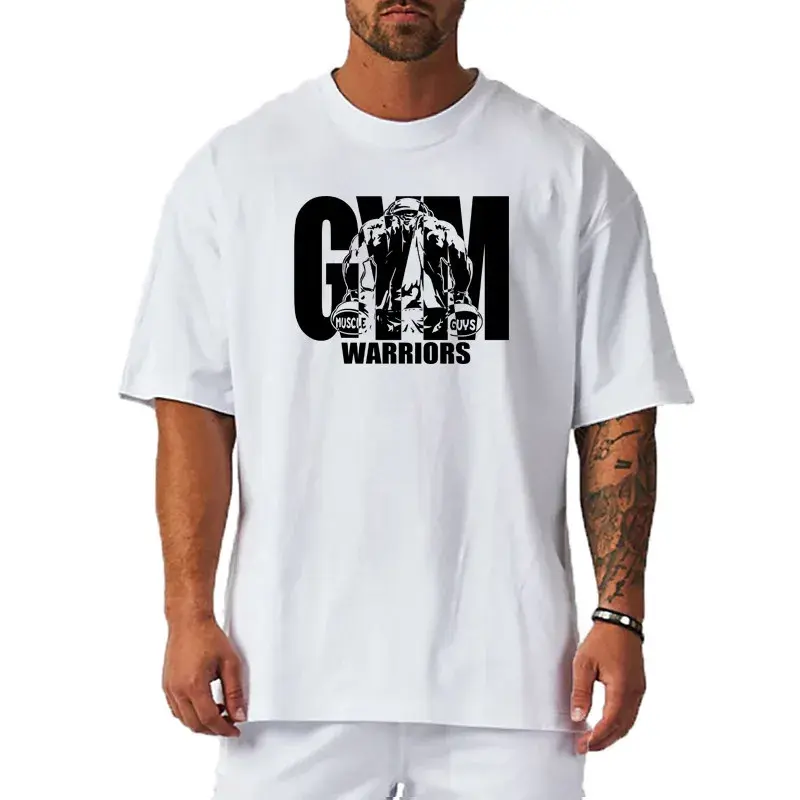 Thumbnail: Men’s Oversized Cotton Gym Shirt – Loose Fit Dropped Shoulder Summer Tee