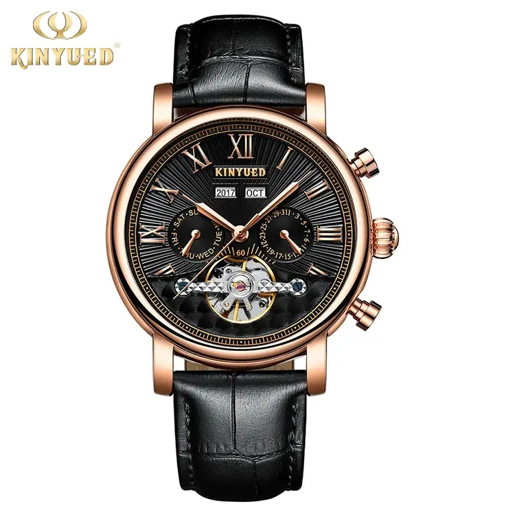 Thumbnail: Luxury Automatic Leather Watch – Men's Waterproof Wristwatch with Calendar