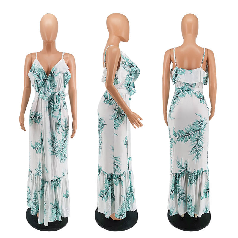 Thumbnail: Bohemian V Neck Linen Beach Dress Women Casual Spring Summer