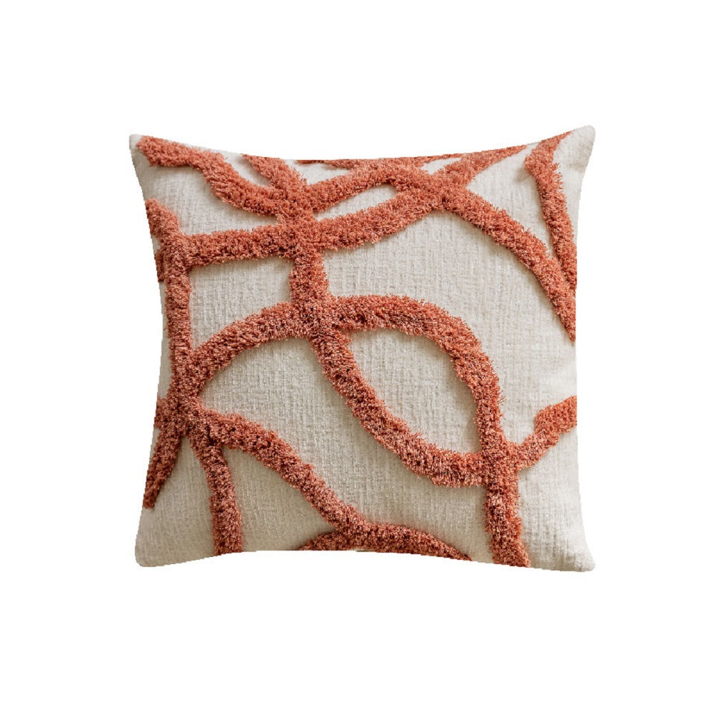 Plush Embroidered Decorative Pillow Cover for Sofa & Bed