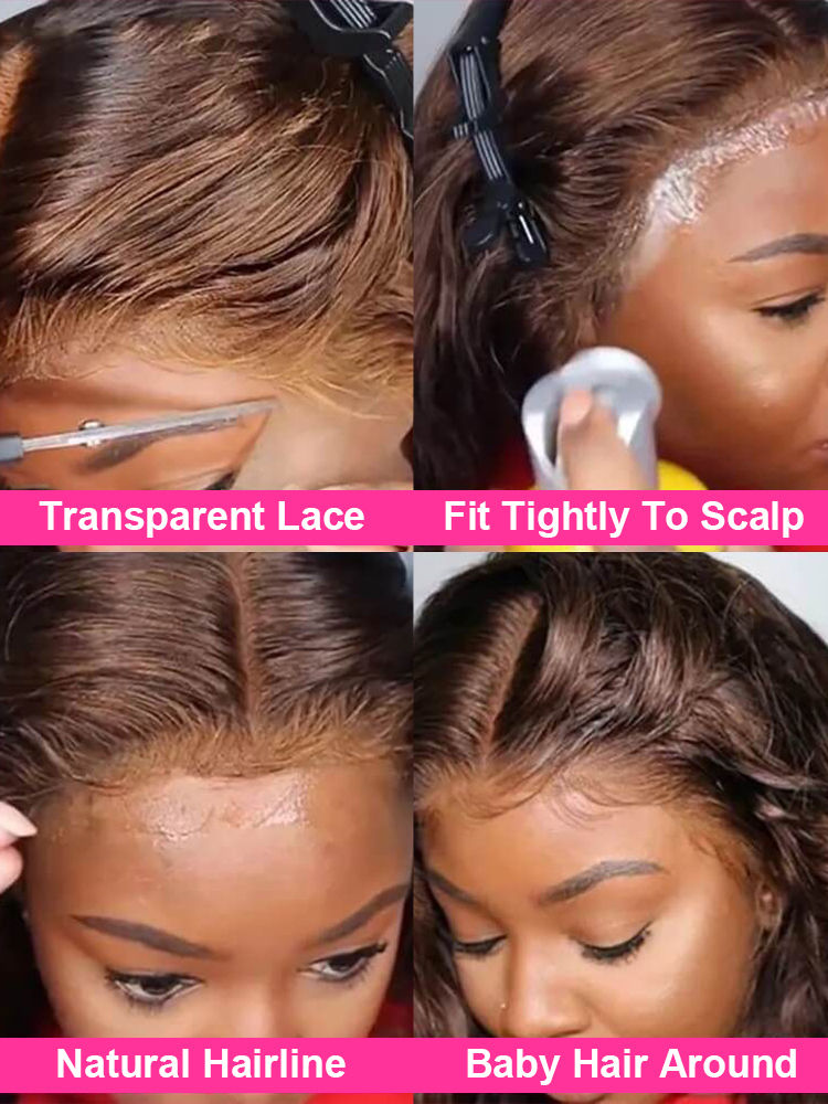 Thumbnail: 30–40 Inch Chocolate Brown Body Wave Wig 300% HD Lace Brazilian Hair