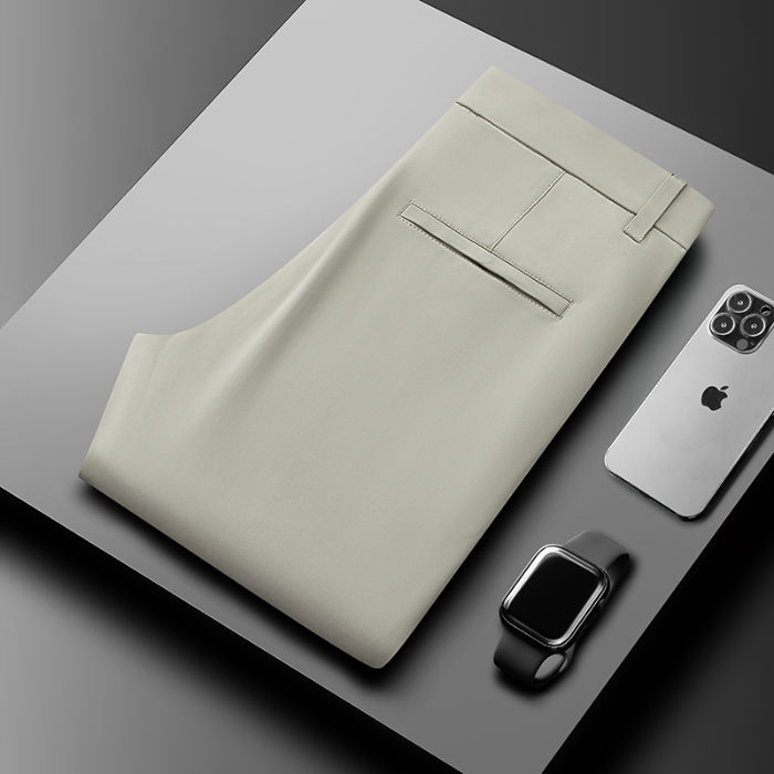 Thumbnail: Men’s Ice Silk Business Trousers – Lightweight Summer Smart Casual Pants